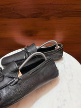 Rosso Brunello Pebbled Leather Lace-Tie Driving Loafers