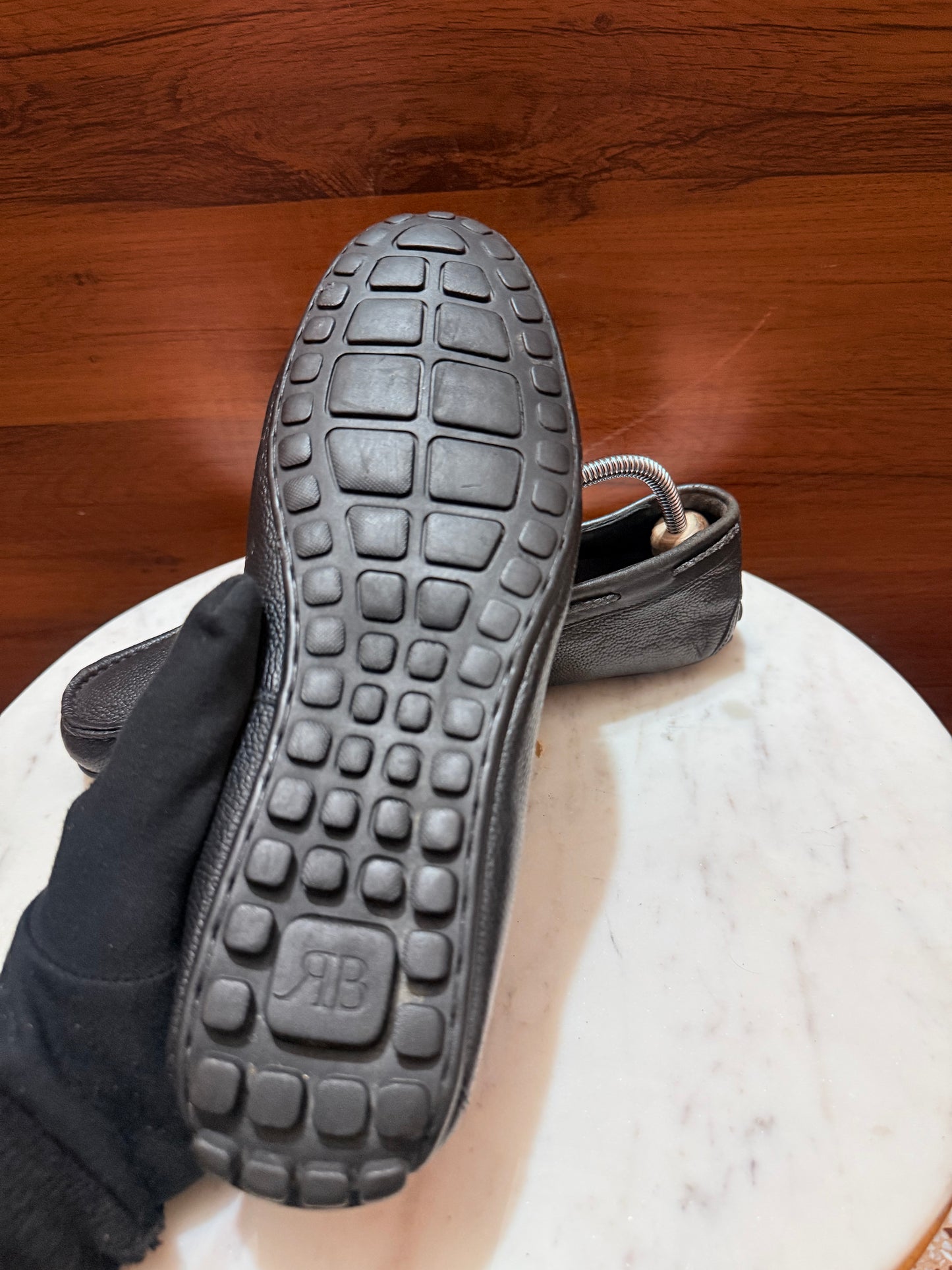 Rosso Brunello Pebbled Leather Lace-Tie Driving Loafers