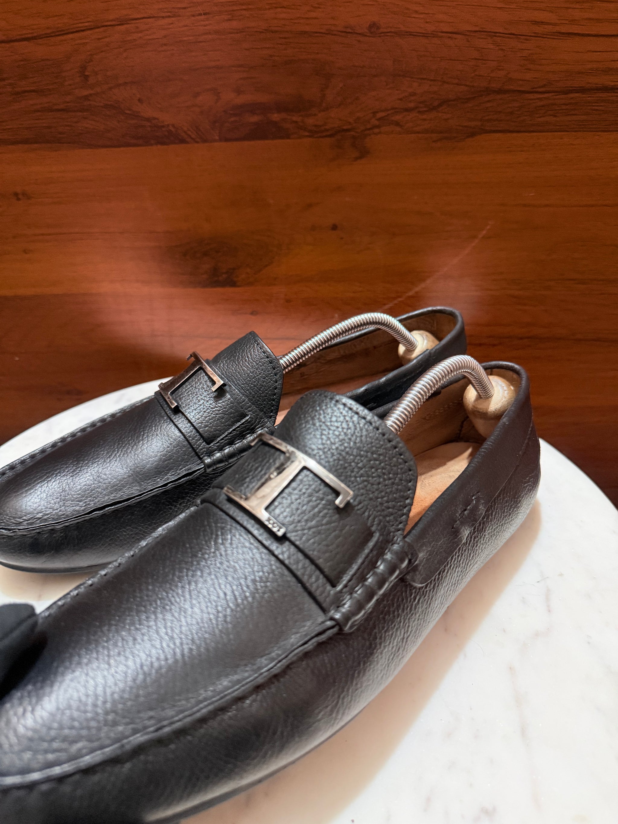 Tod's T-Bar Pebbled Leather Driving Loafers