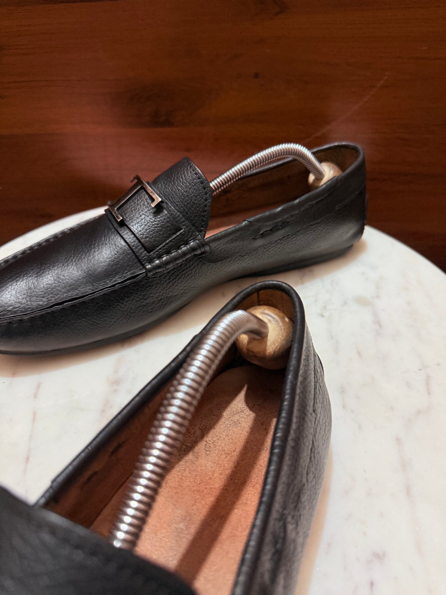 Tod's T-Bar Pebbled Leather Driving Loafers