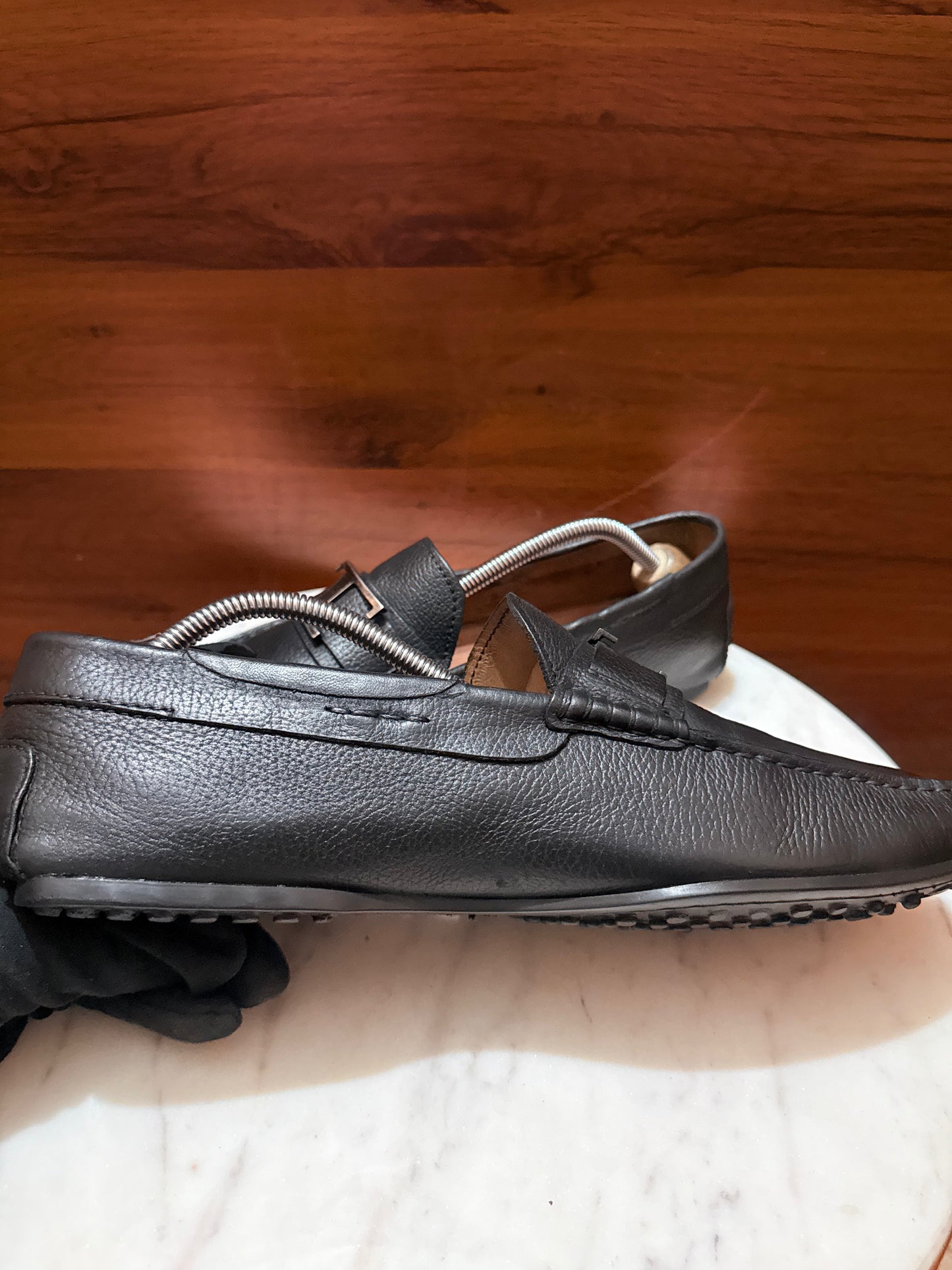 Tod's T-Bar Pebbled Leather Driving Loafers