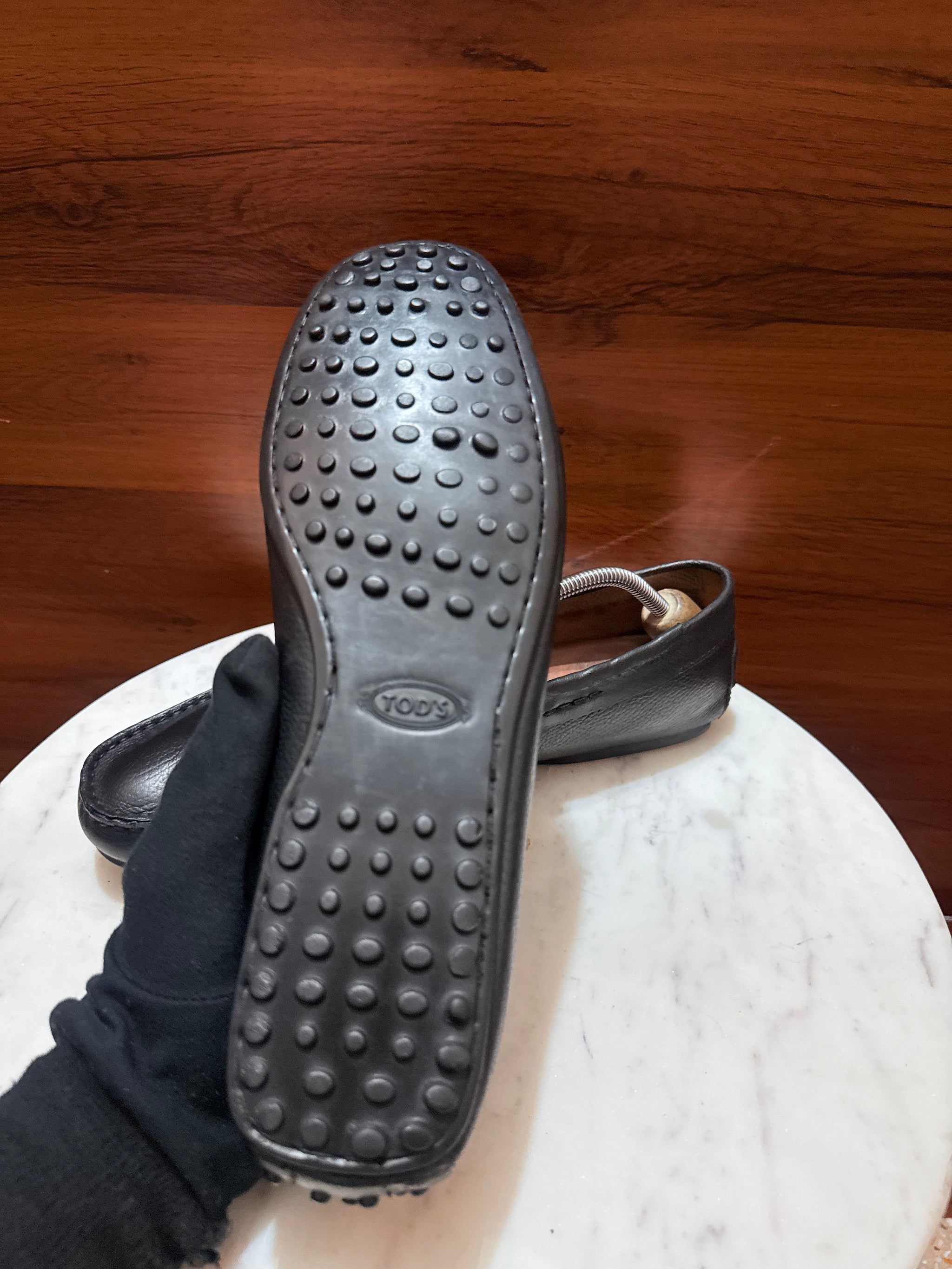 Tod's T-Bar Pebbled Leather Driving Loafers