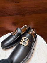 Balmain B-Monogram Leather Driving Loafers
