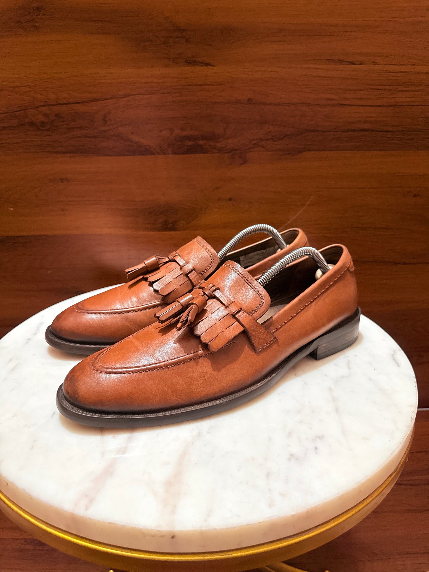 Rosso Brunello Fringe Tassel Leather Loafers