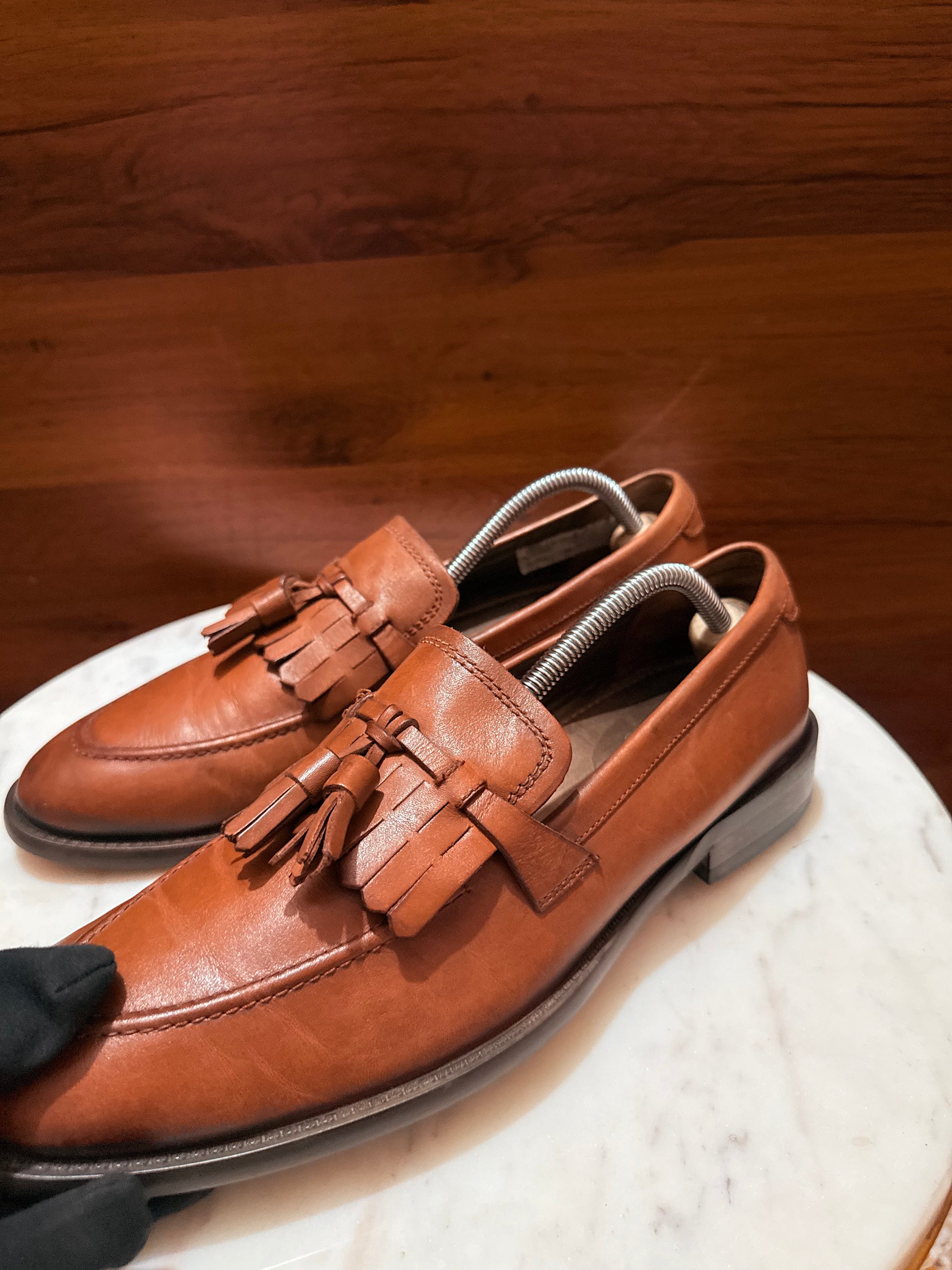 Rosso Brunello Fringe Tassel Leather Loafers