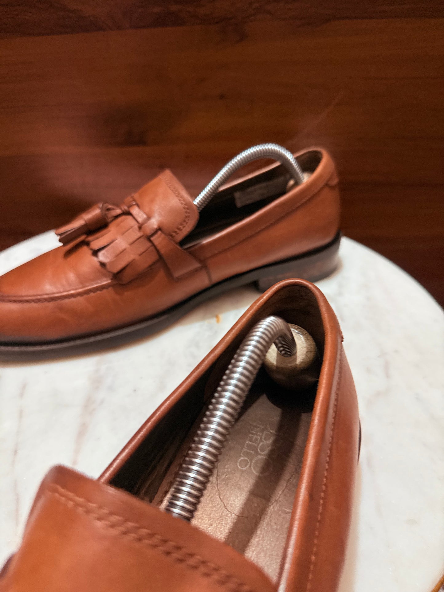 Rosso Brunello Fringe Tassel Leather Loafers