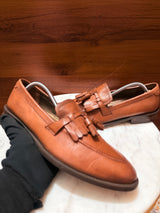 Rosso Brunello Fringe Tassel Leather Loafers
