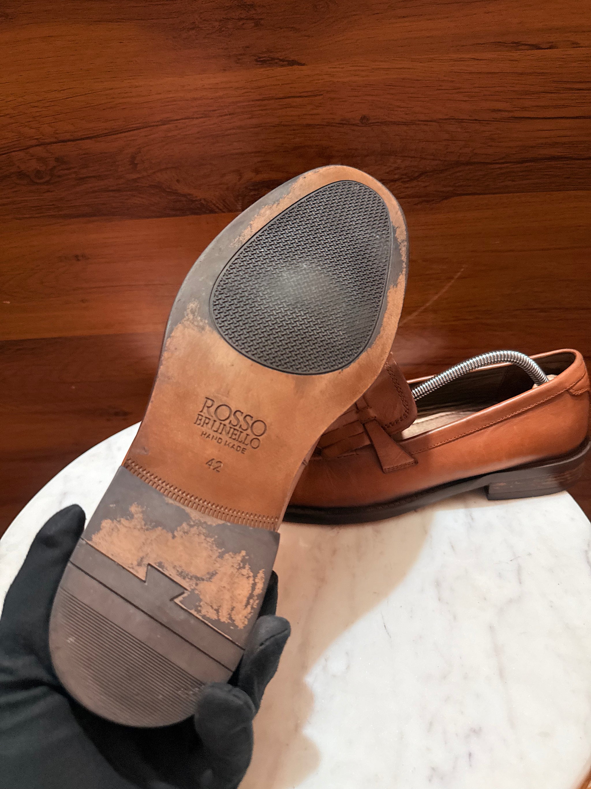 Rosso Brunello Fringe Tassel Leather Loafers