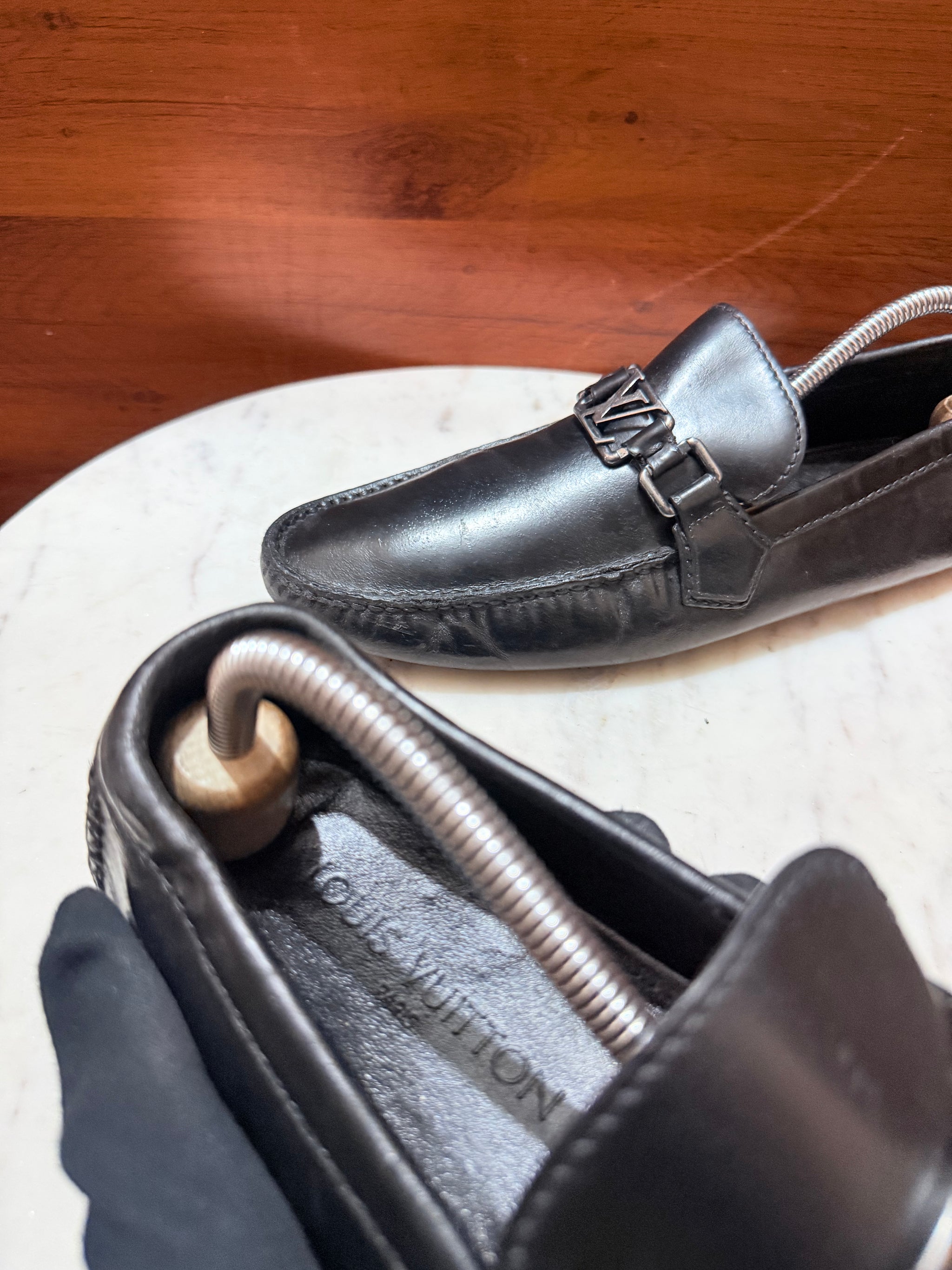 Louis Vuitton Monte Carlo LV Initial Leather Driving Loafers