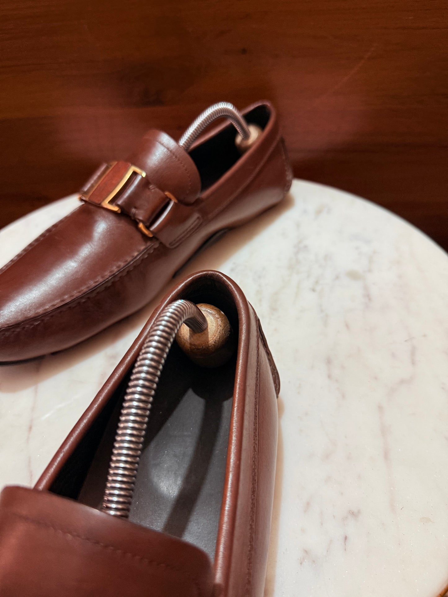 Salvatore Ferragamo Buckled Leather Driving Loafers