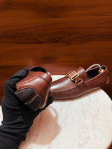 Salvatore Ferragamo Buckled Leather Driving Loafers