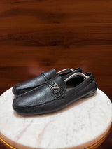 Ermenegildo Zegna Logo Hardware Grain Leather Driving Loafers