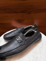 Ermenegildo Zegna Logo Hardware Grain Leather Driving Loafers