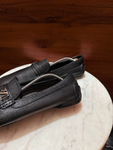Ermenegildo Zegna Logo Hardware Grain Leather Driving Loafers