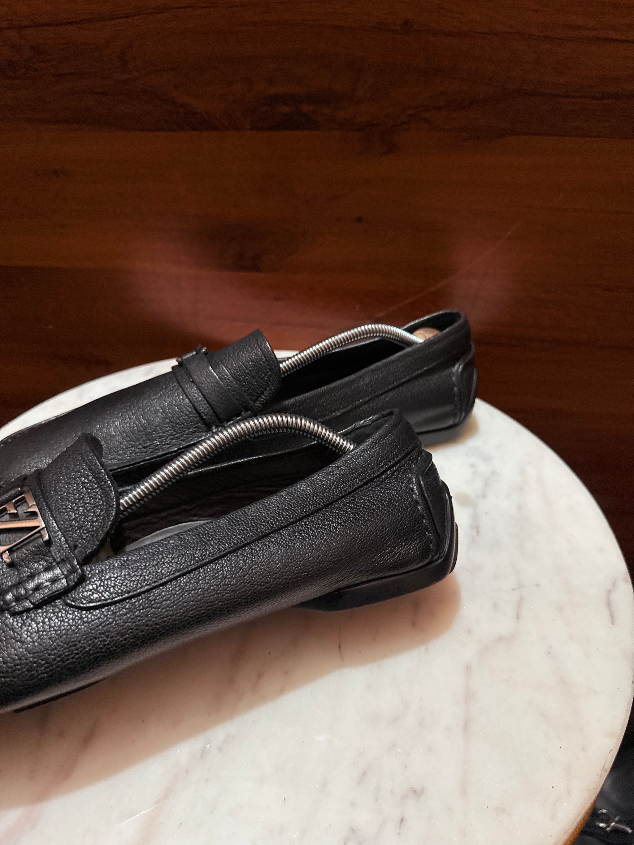 Ermenegildo Zegna Logo Hardware Grain Leather Driving Loafers