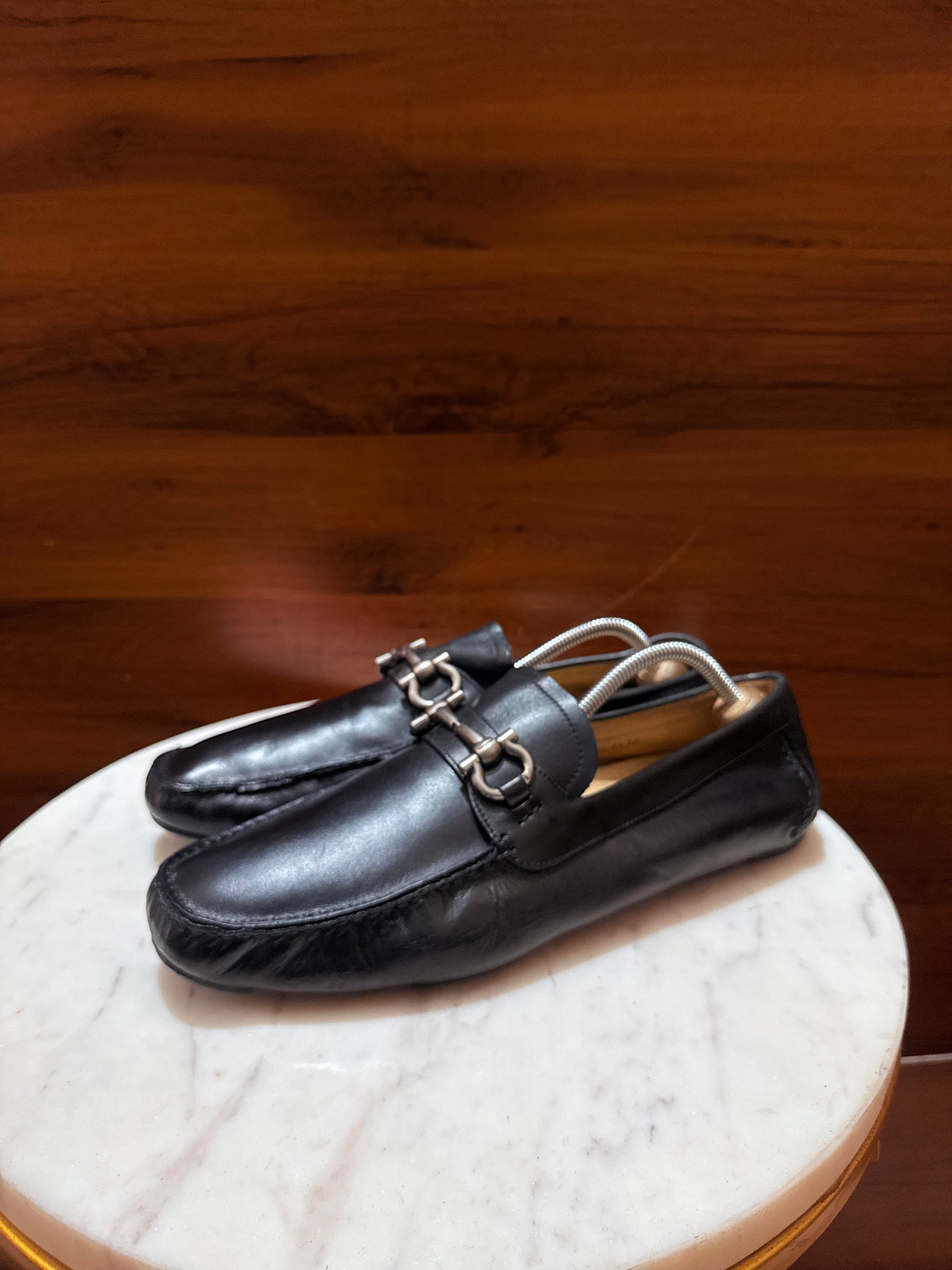 Salvatore Ferragamo Gancini Bit Leather Driving Loafers