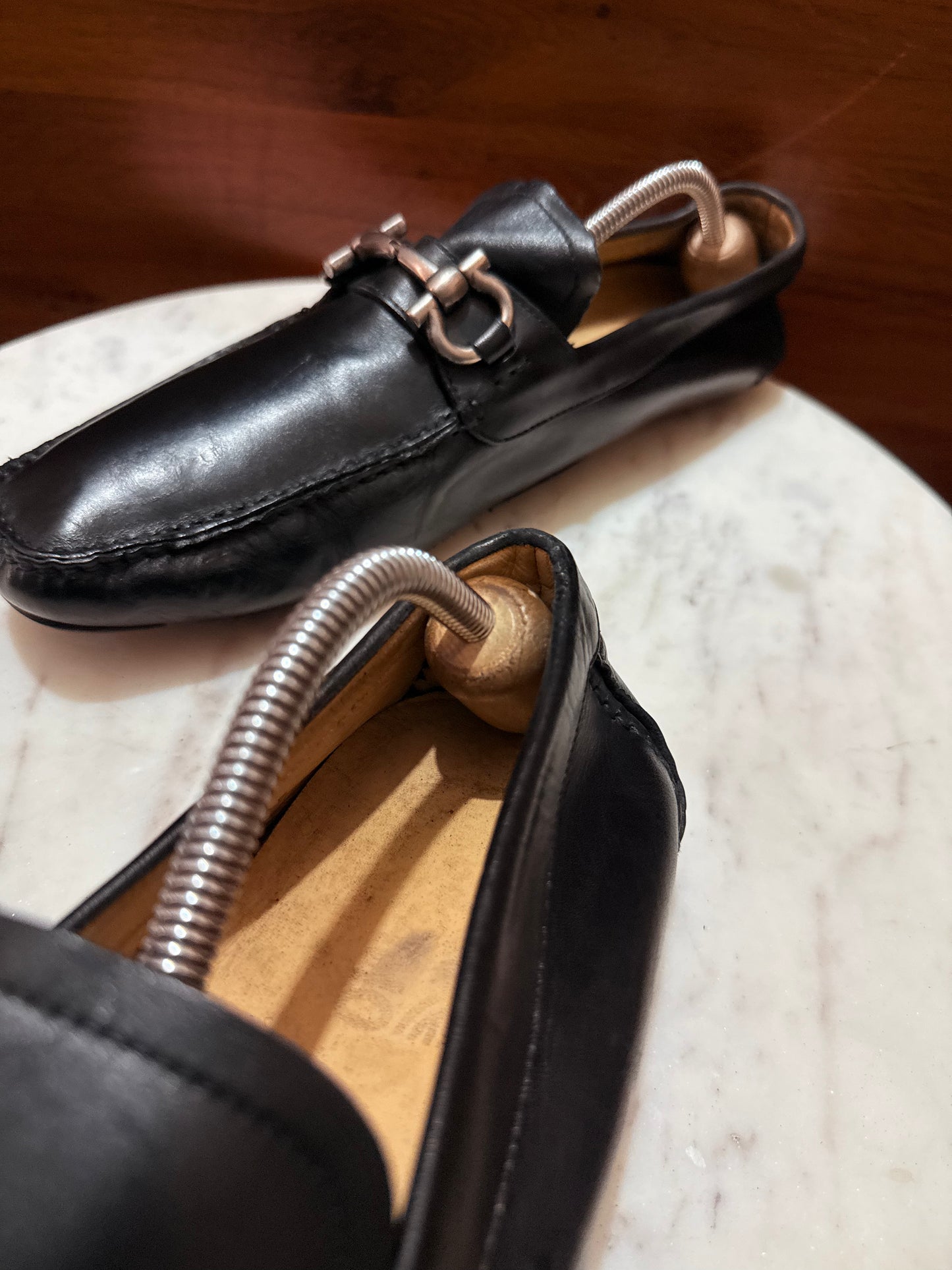 Salvatore Ferragamo Gancini Bit Leather Driving Loafers