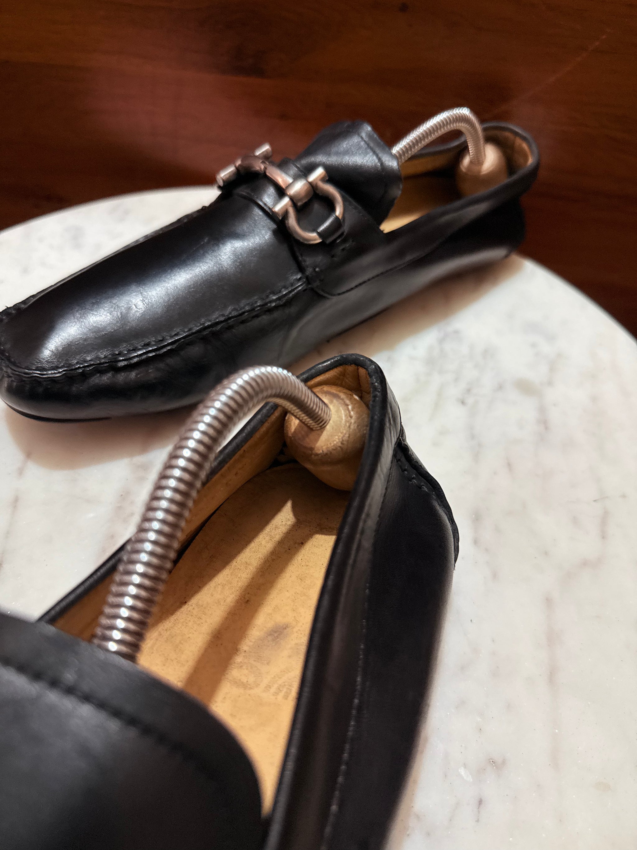 Salvatore Ferragamo Gancini Bit Leather Driving Loafers