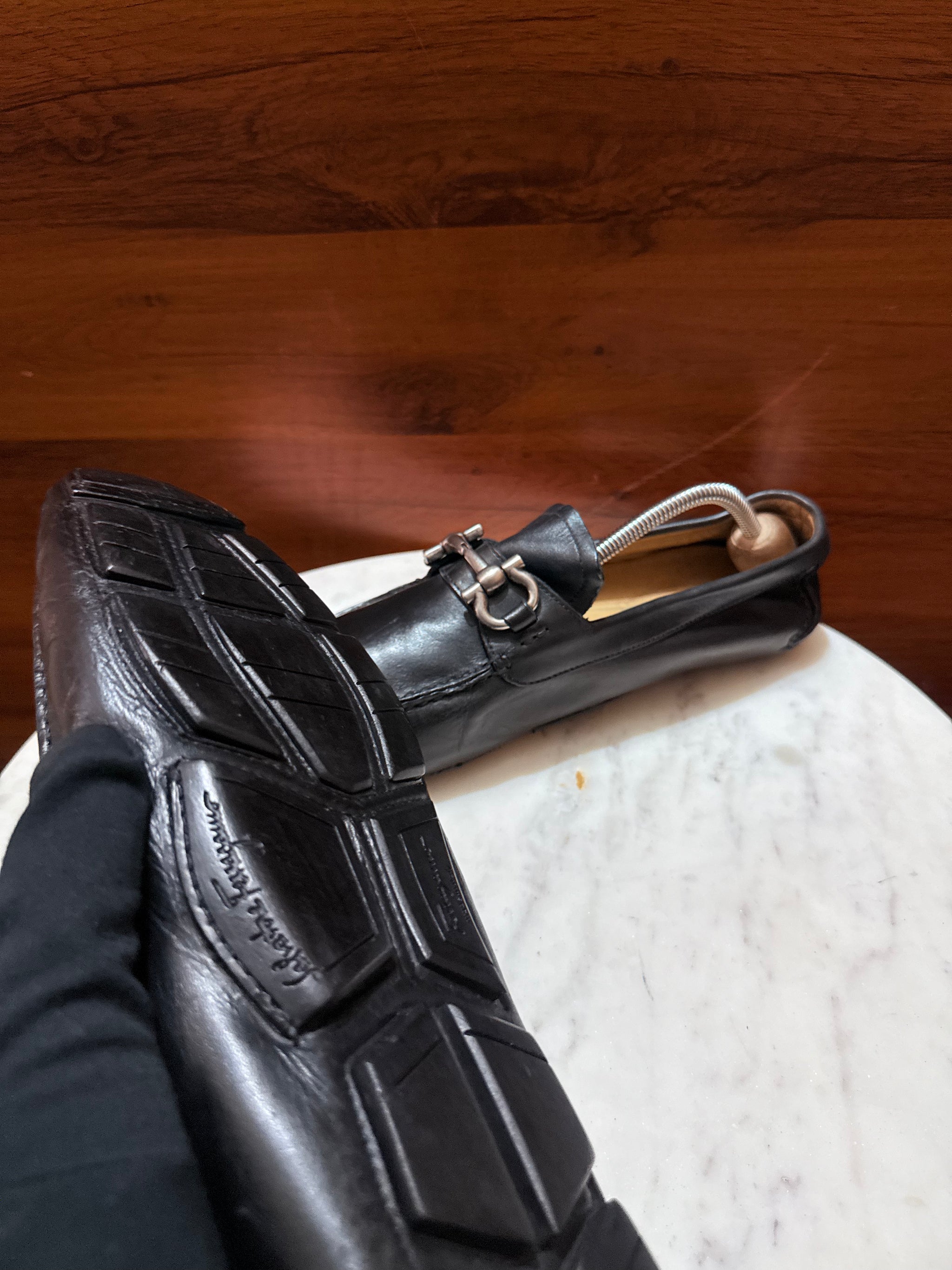 Salvatore Ferragamo Gancini Bit Leather Driving Loafers