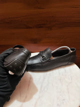 Rosso Brunello Woven Trim Gancini Leather Driving Loafers