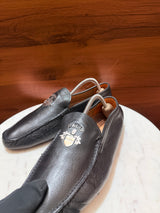 Bally Crest Embellished Leather Driving Loafers