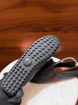 Gucci Web Band Grain Leather Penny Driving Loafers