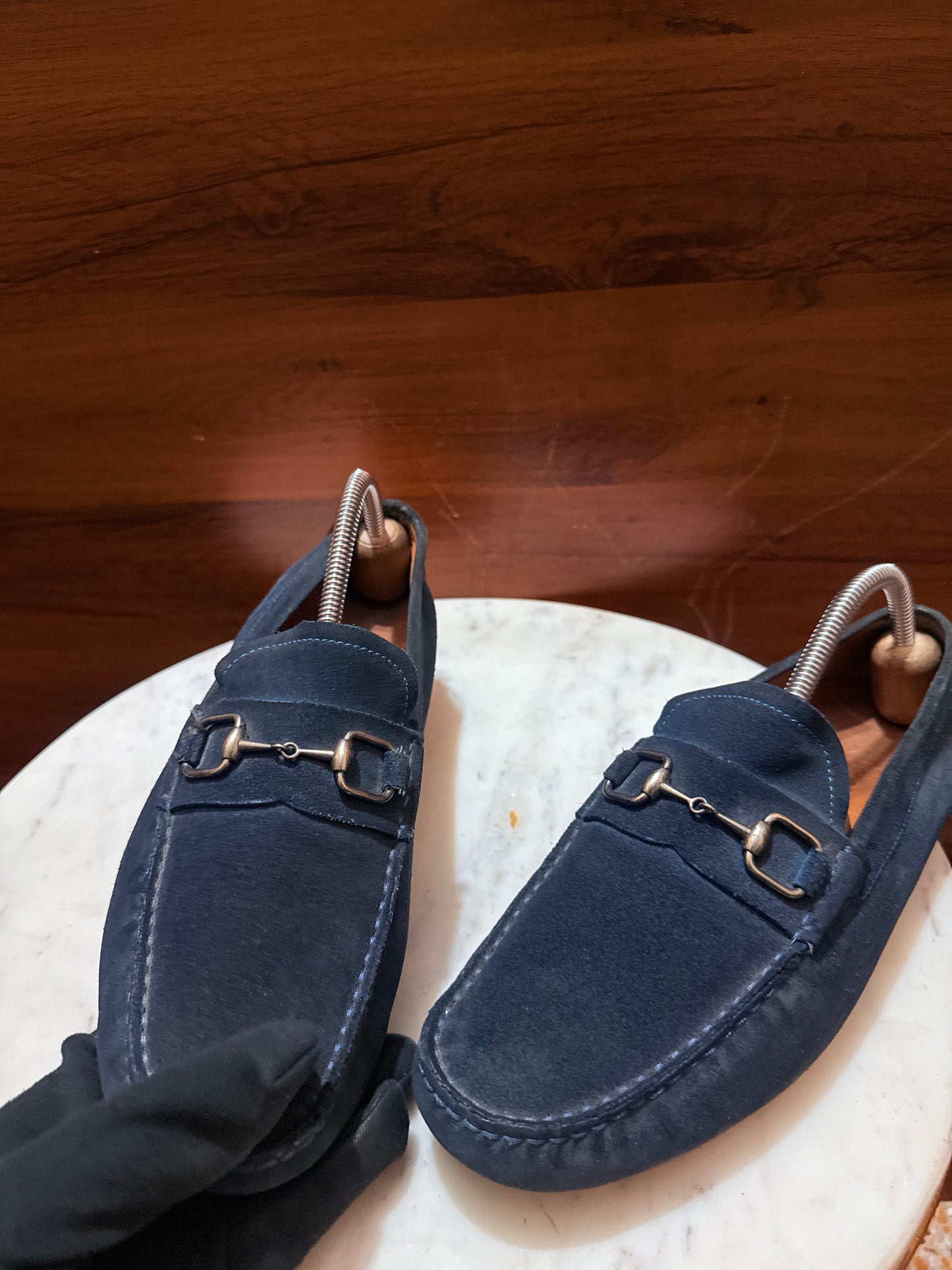 Gucci Suede Horsebit Driving Loafers