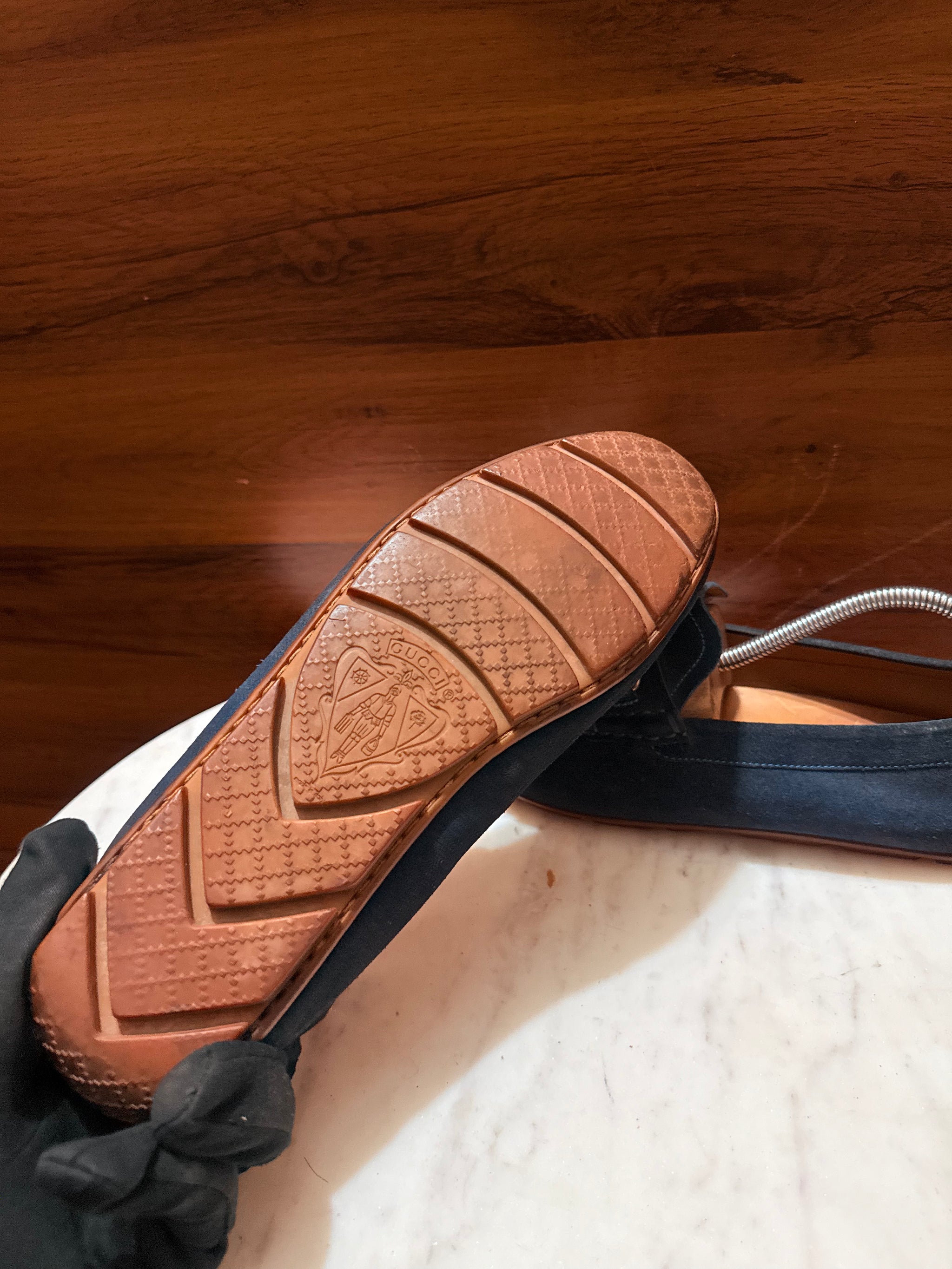 Gucci Suede Horsebit Driving Loafers