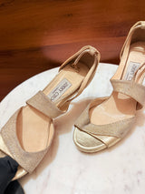 Jimmy Choo Metallic Glitter Strappy Heeled Sandals