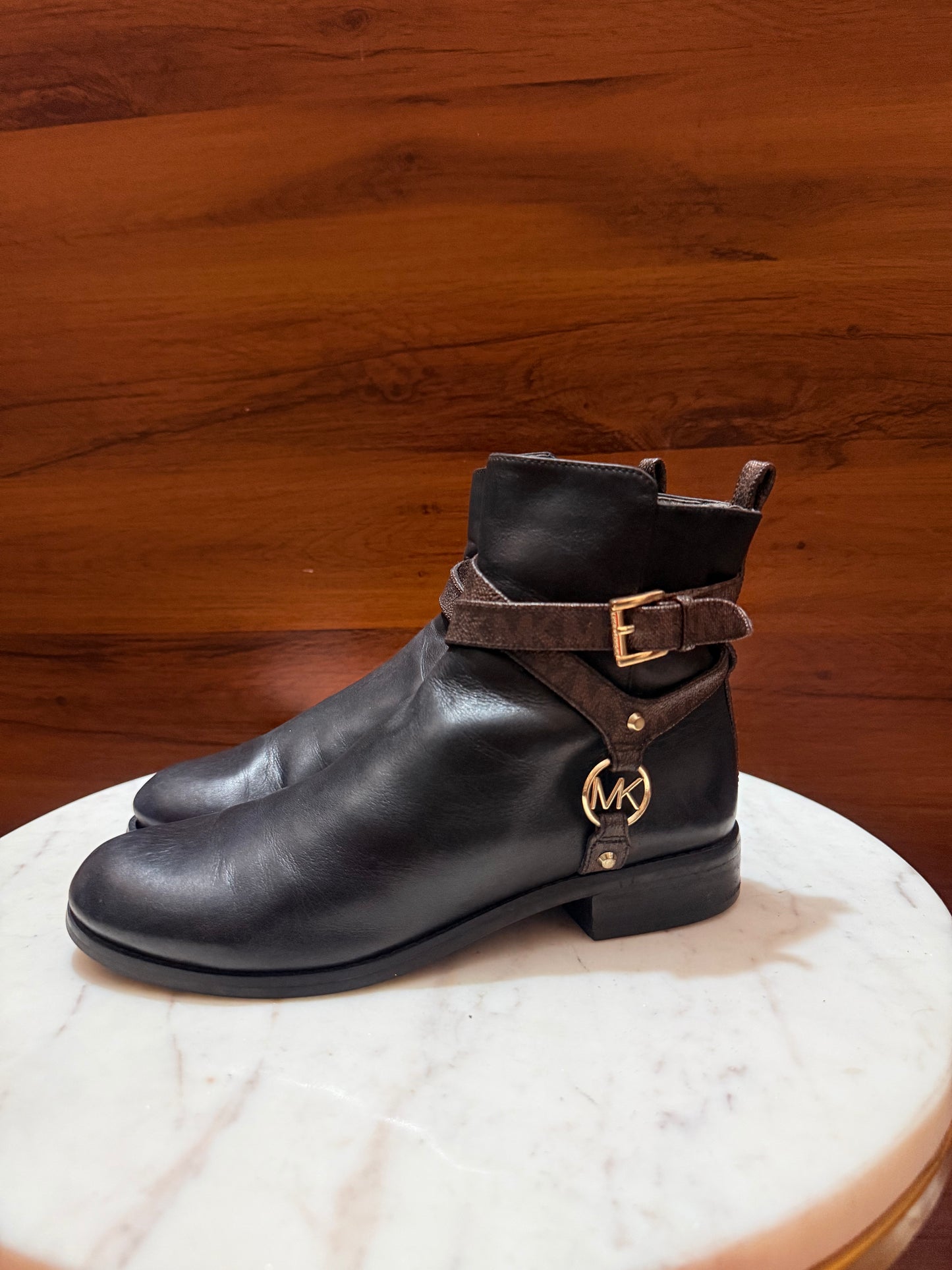 Michael Kors Buckled Leather Ankle Boots