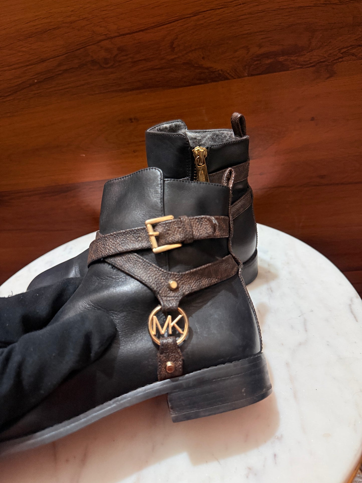 Michael Kors Buckled Leather Ankle Boots