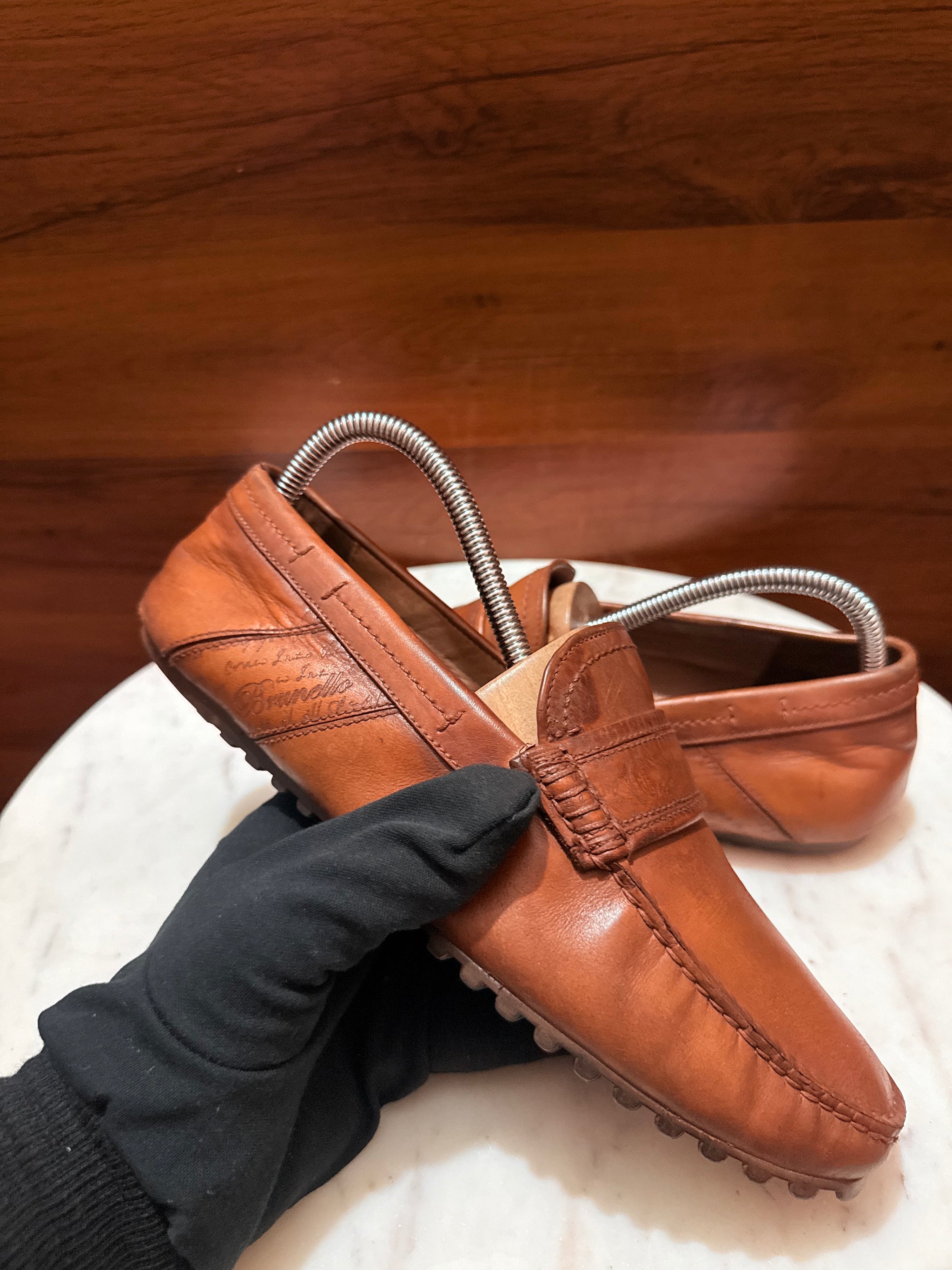 Rosso Brunello Classic Leather Penny Driving Loafers