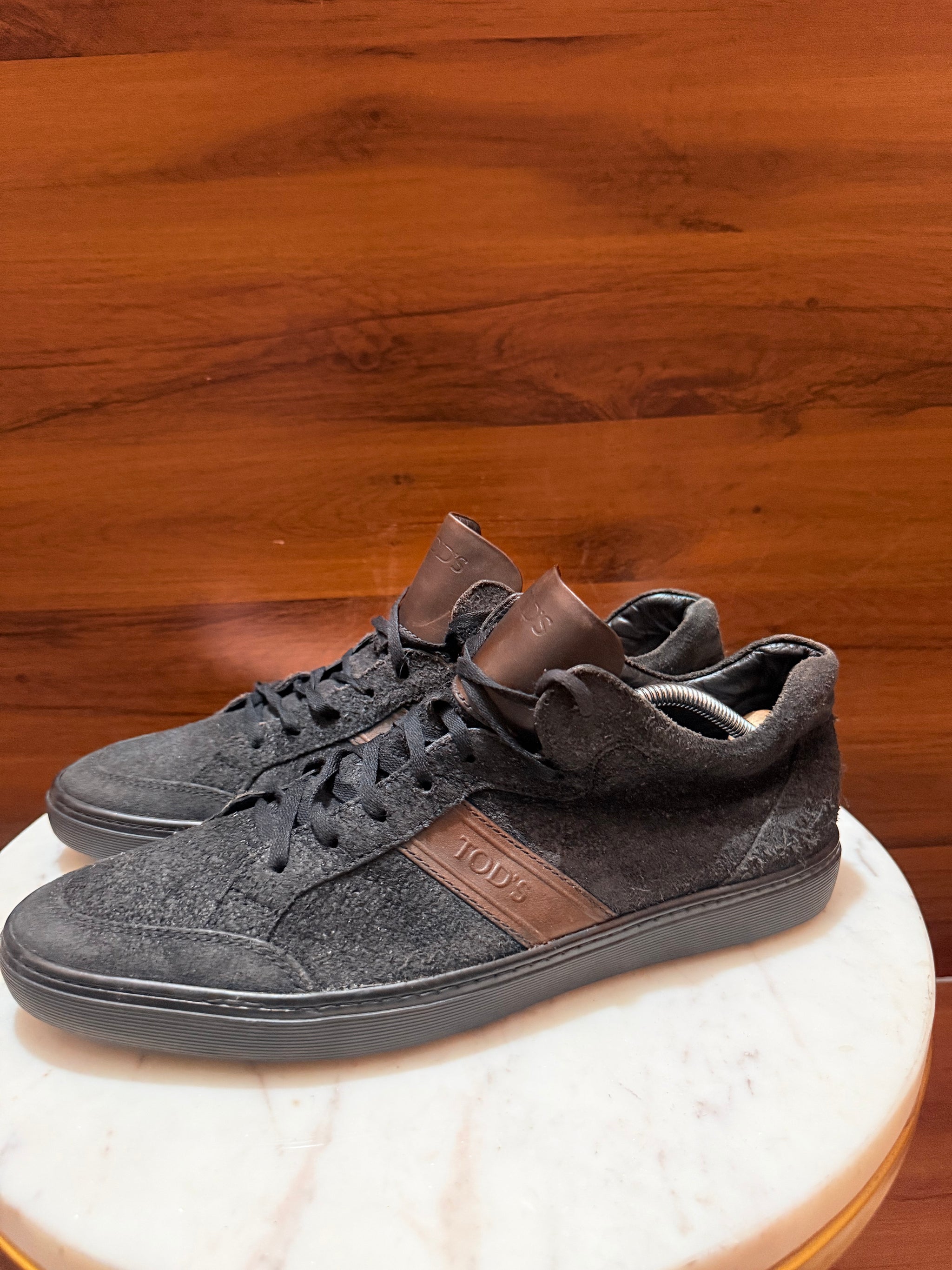 Tod's Suede & Leather Band Low-Top Sneakers