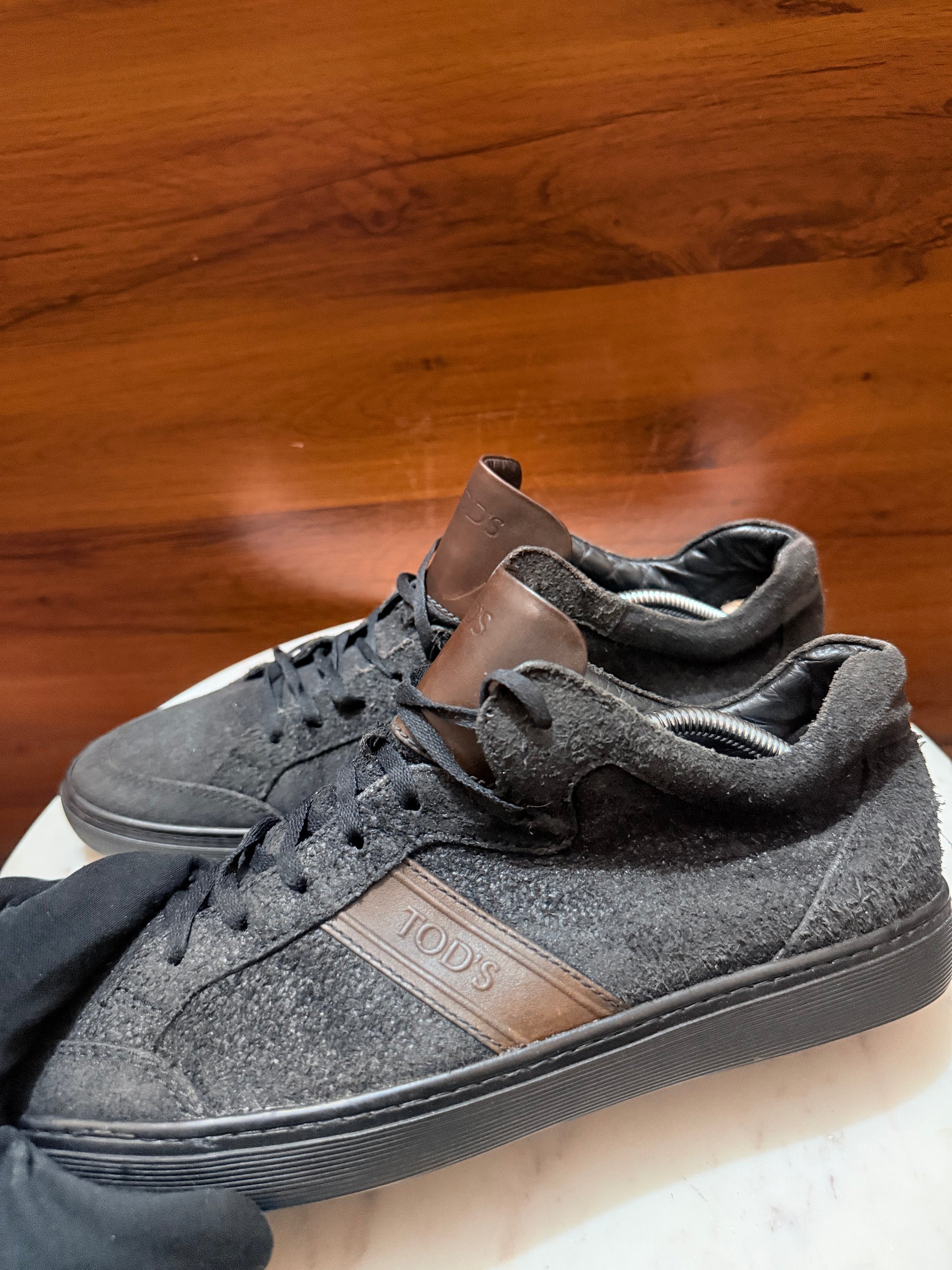 Tod's Suede & Leather Band Low-Top Sneakers