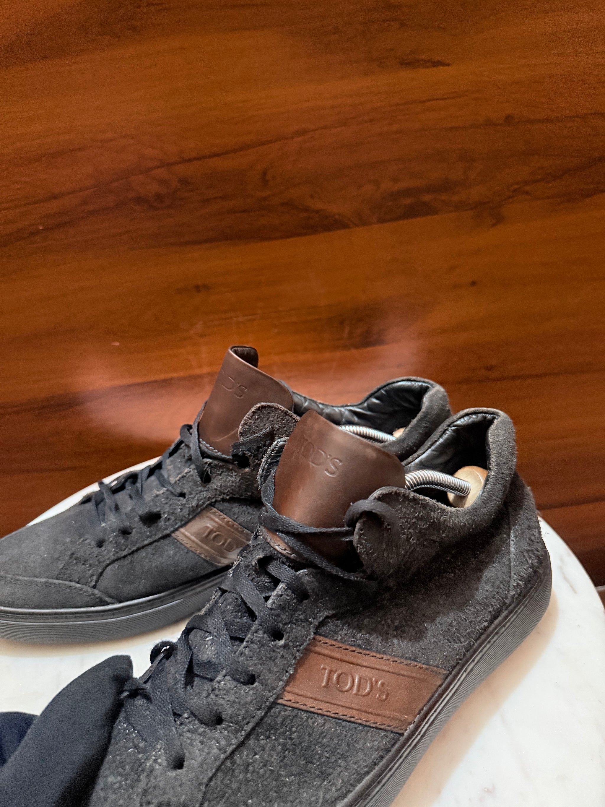 Tod's Suede & Leather Band Low-Top Sneakers