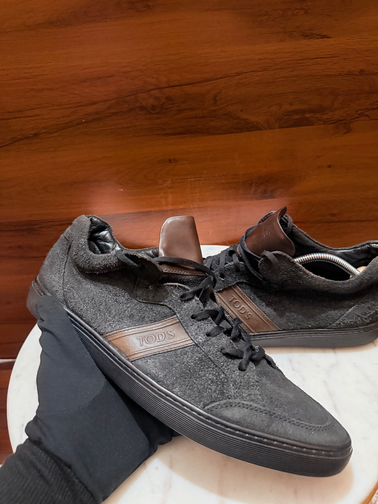 Tod's Suede & Leather Band Low-Top Sneakers