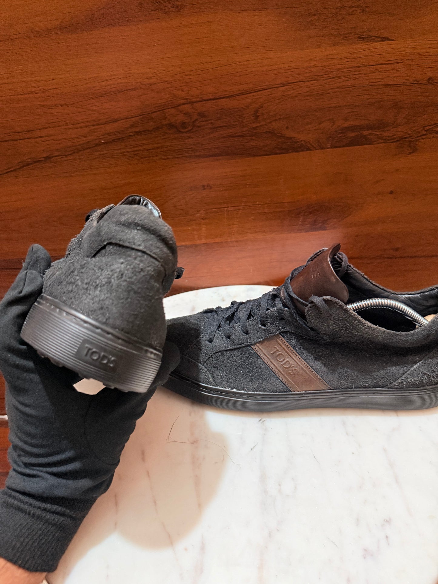 Tod's Suede & Leather Band Low-Top Sneakers