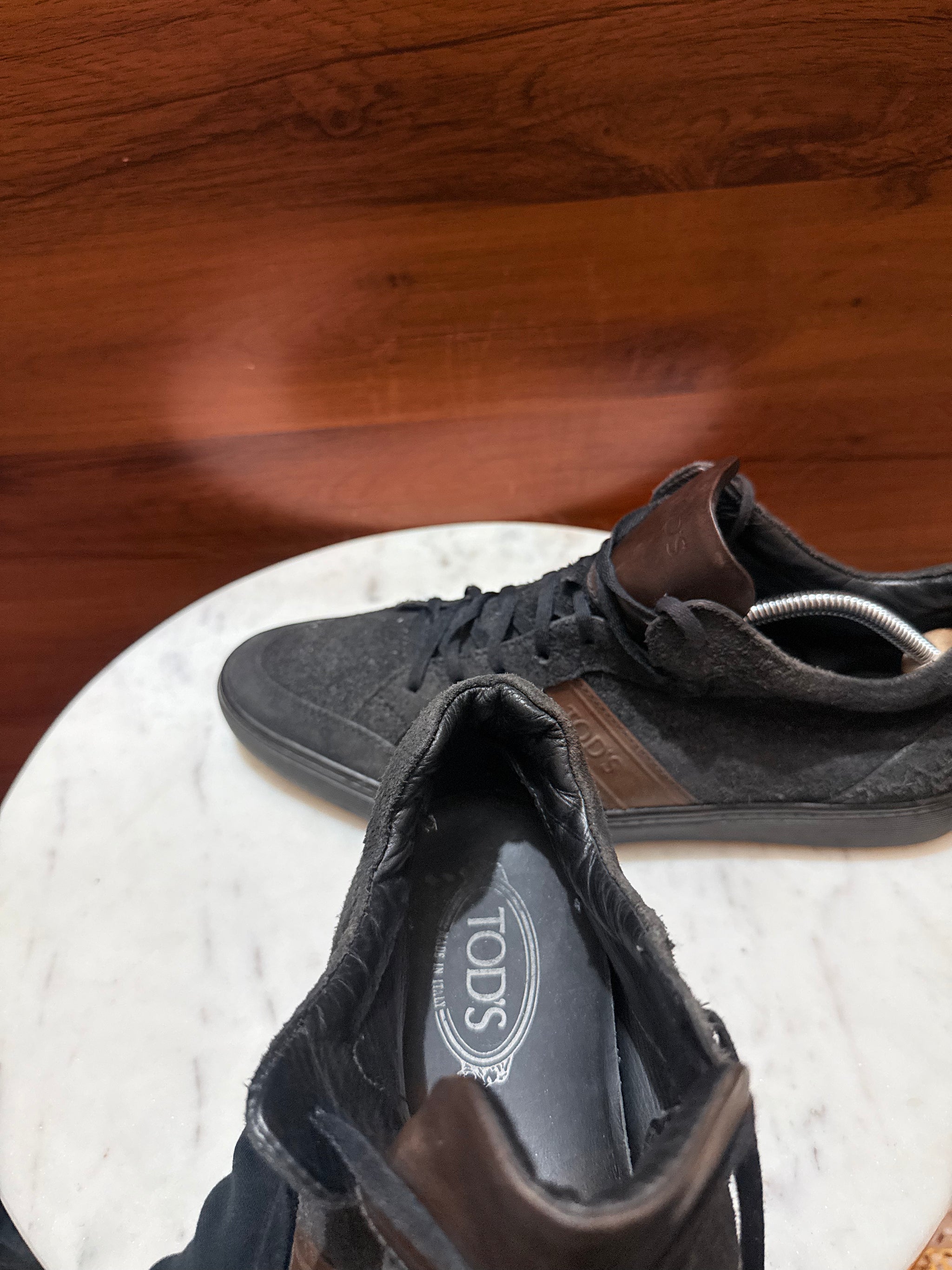 Tod's Suede & Leather Band Low-Top Sneakers