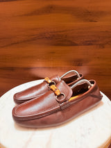 Gucci Bamboo Bit Grain Leather Driving Loafers
