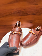 Gucci Bamboo Bit Grain Leather Driving Loafers