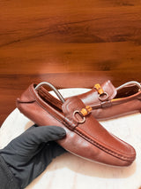Gucci Bamboo Bit Grain Leather Driving Loafers
