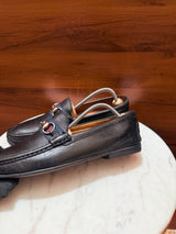 Gucci Web Strap Horsebit Grain Leather Loafers