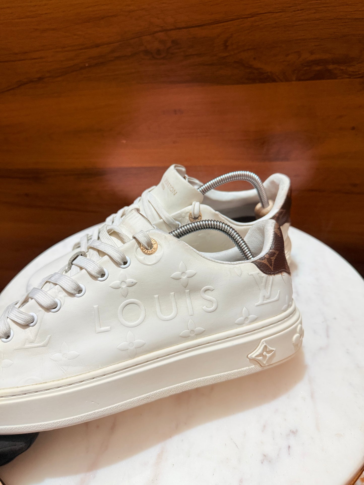 Louis Vuitton Time Out Monogram Embossed Leather Sneakers