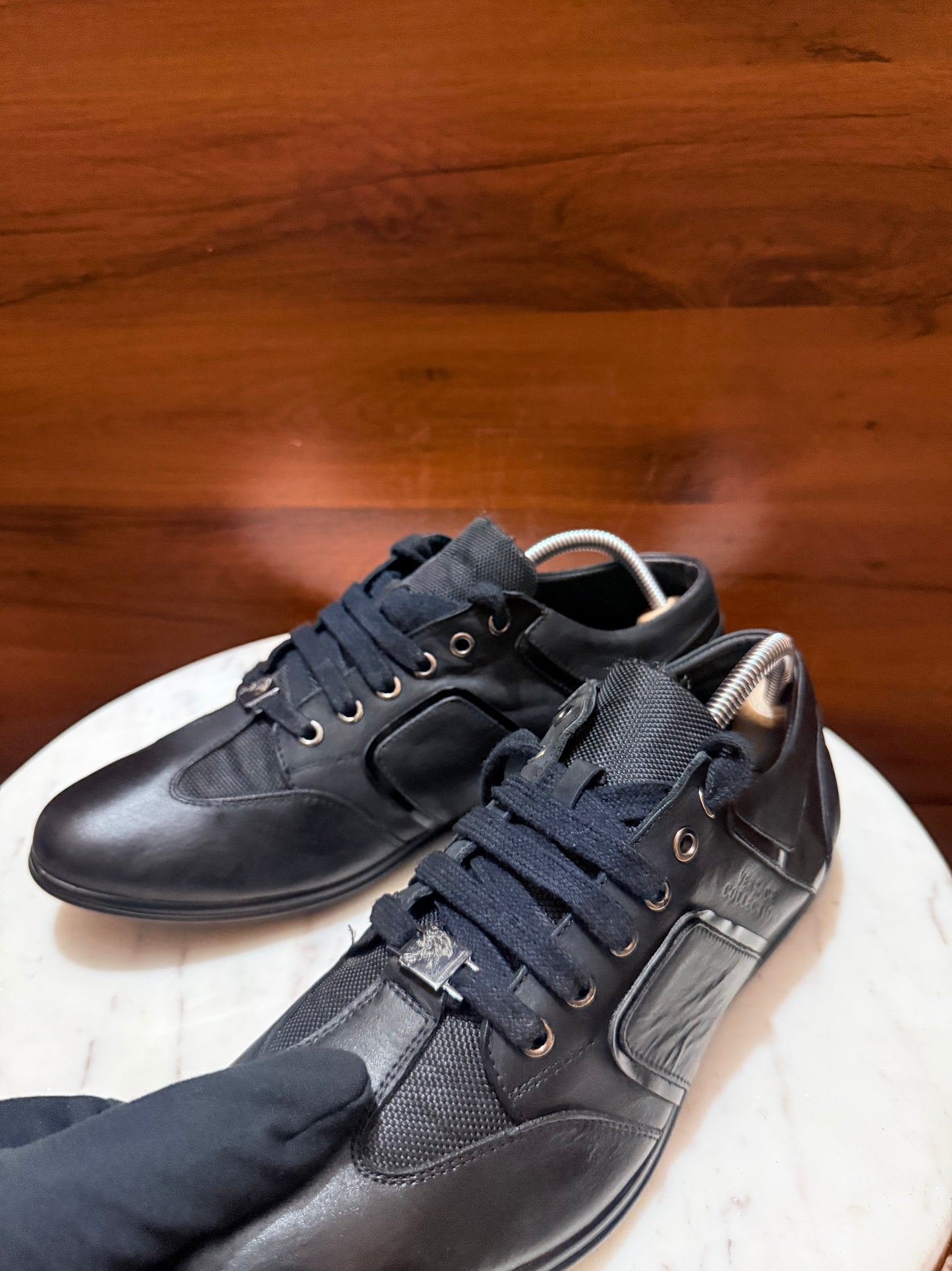 Versace Collection Leather & Mesh Low-Top Sneakers