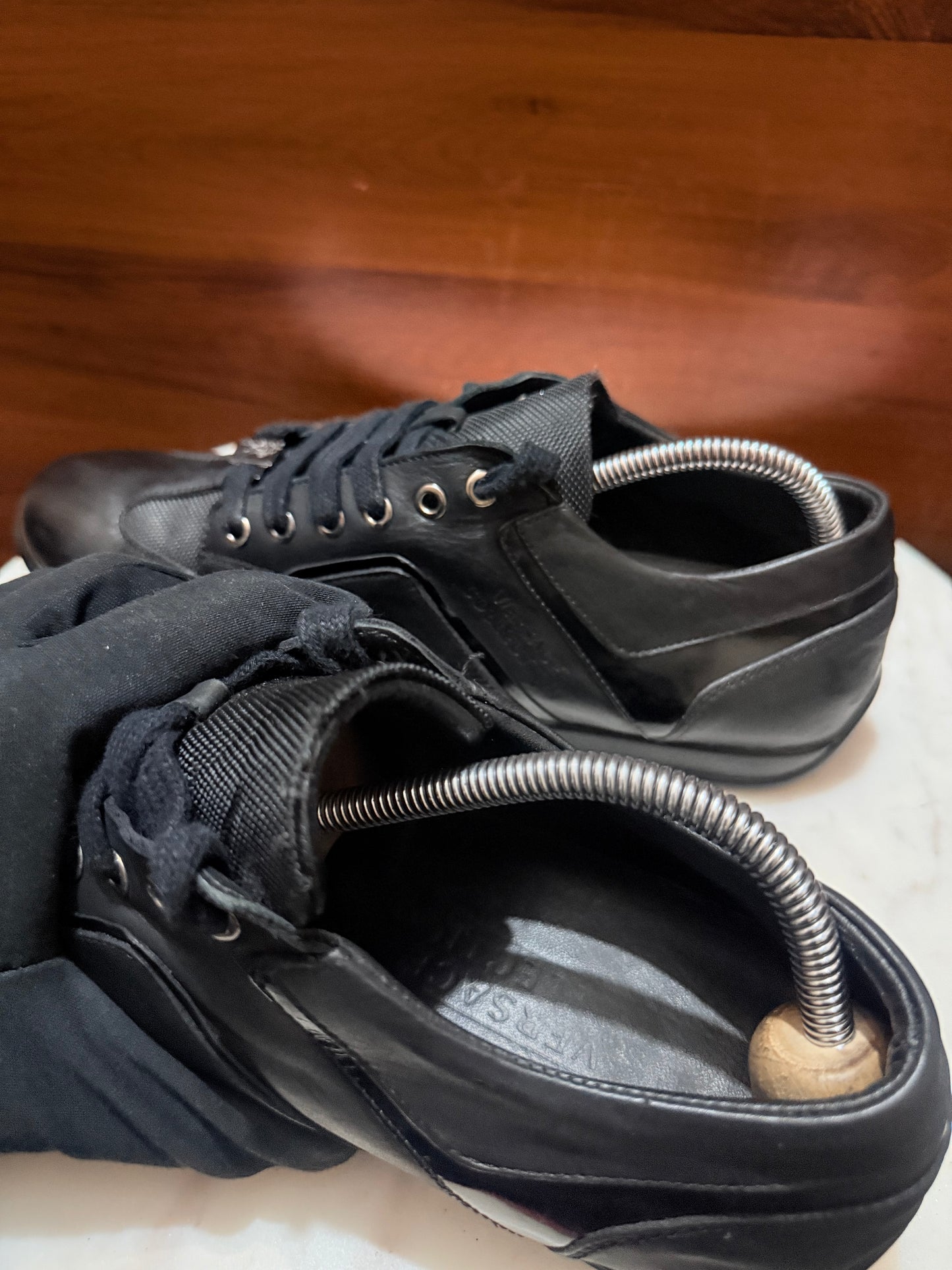 Versace Collection Leather & Mesh Low-Top Sneakers