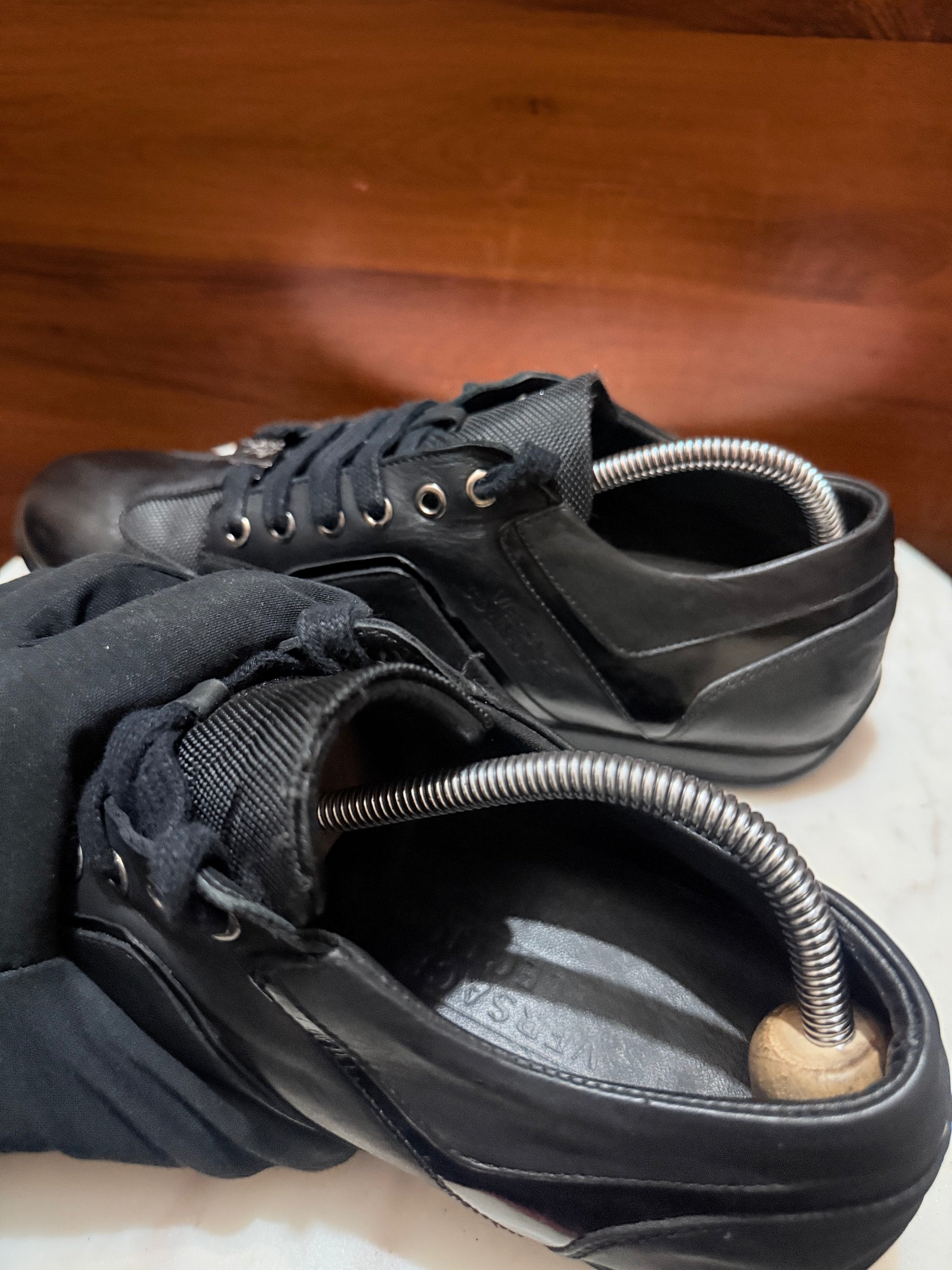 Versace Collection Leather & Mesh Low-Top Sneakers