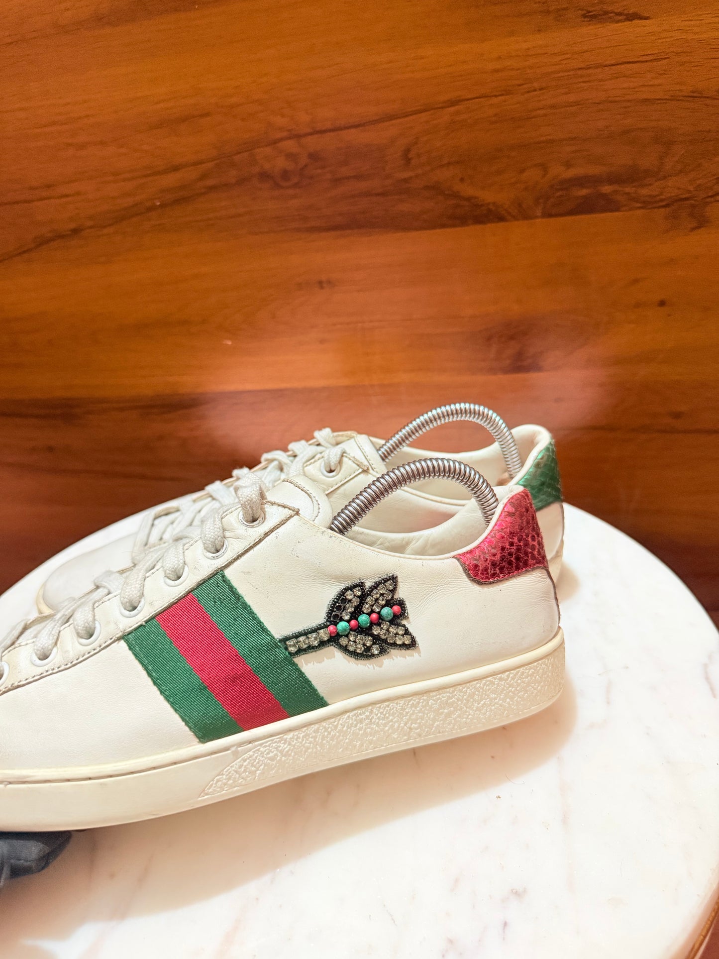 Gucci Ace Embellished Arrow Leather Sneakers