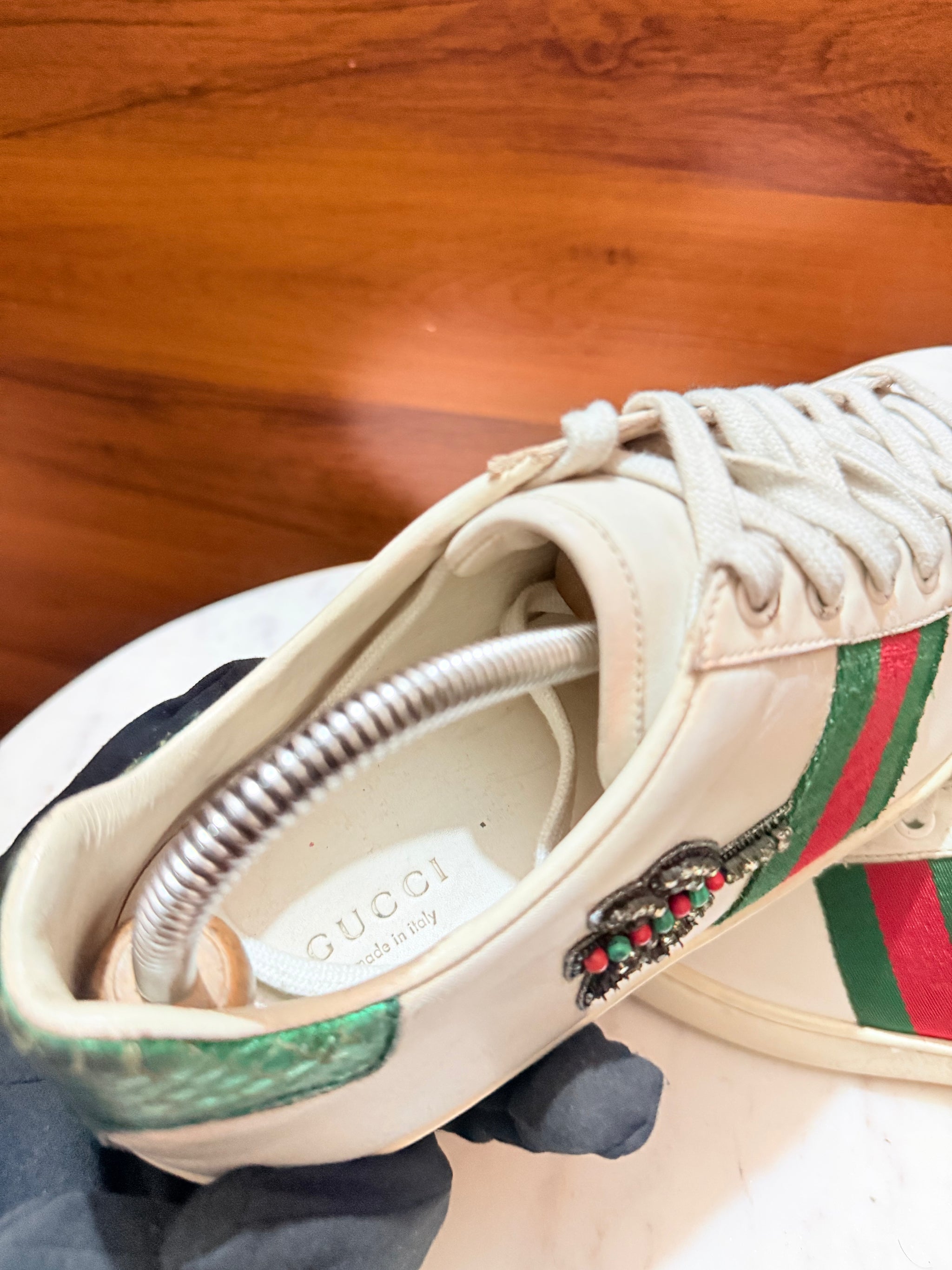 Gucci Ace Embellished Arrow Leather Sneakers