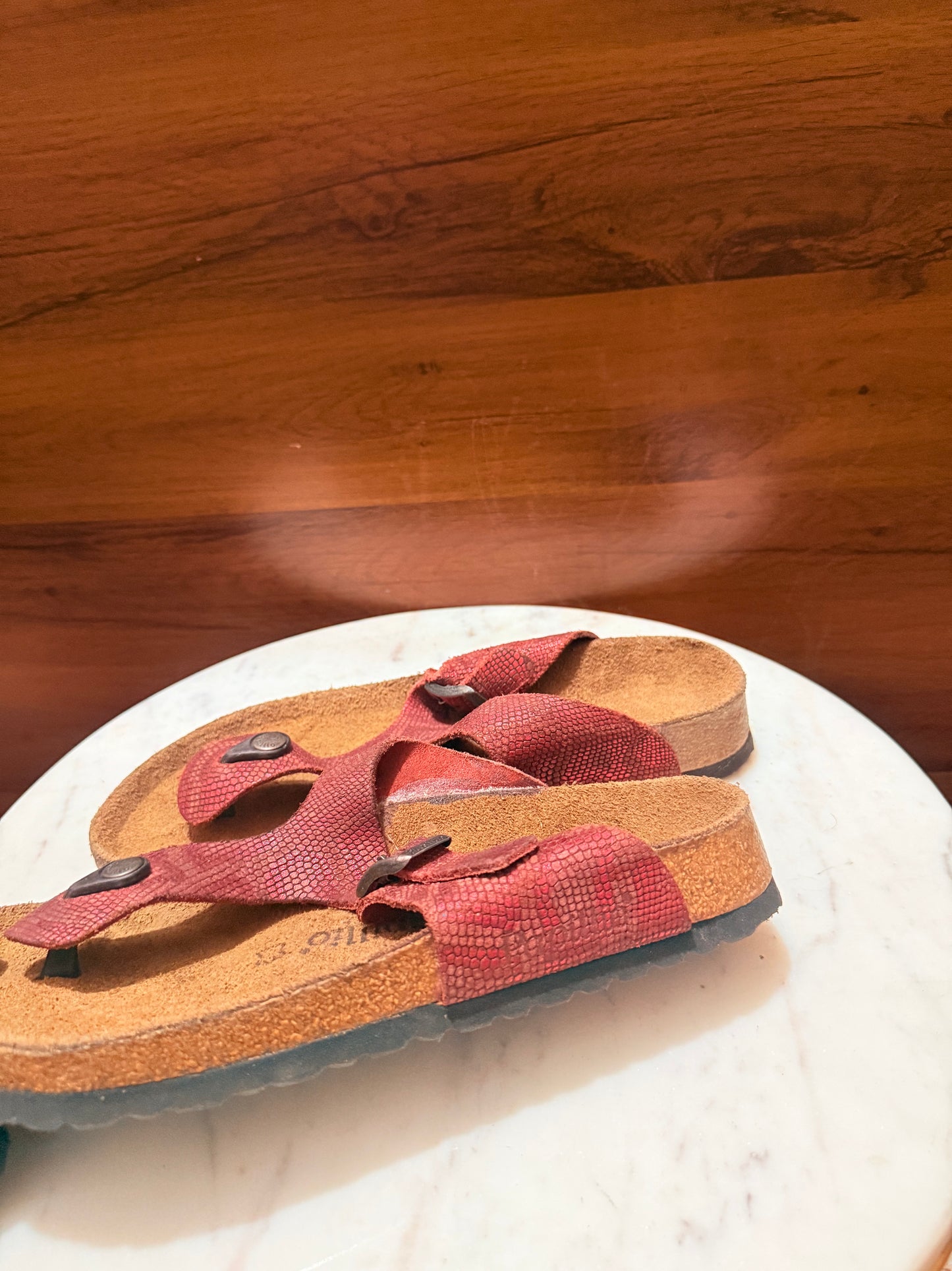 Birkenstock Gizeh Metallic Snake Pattern Sandals