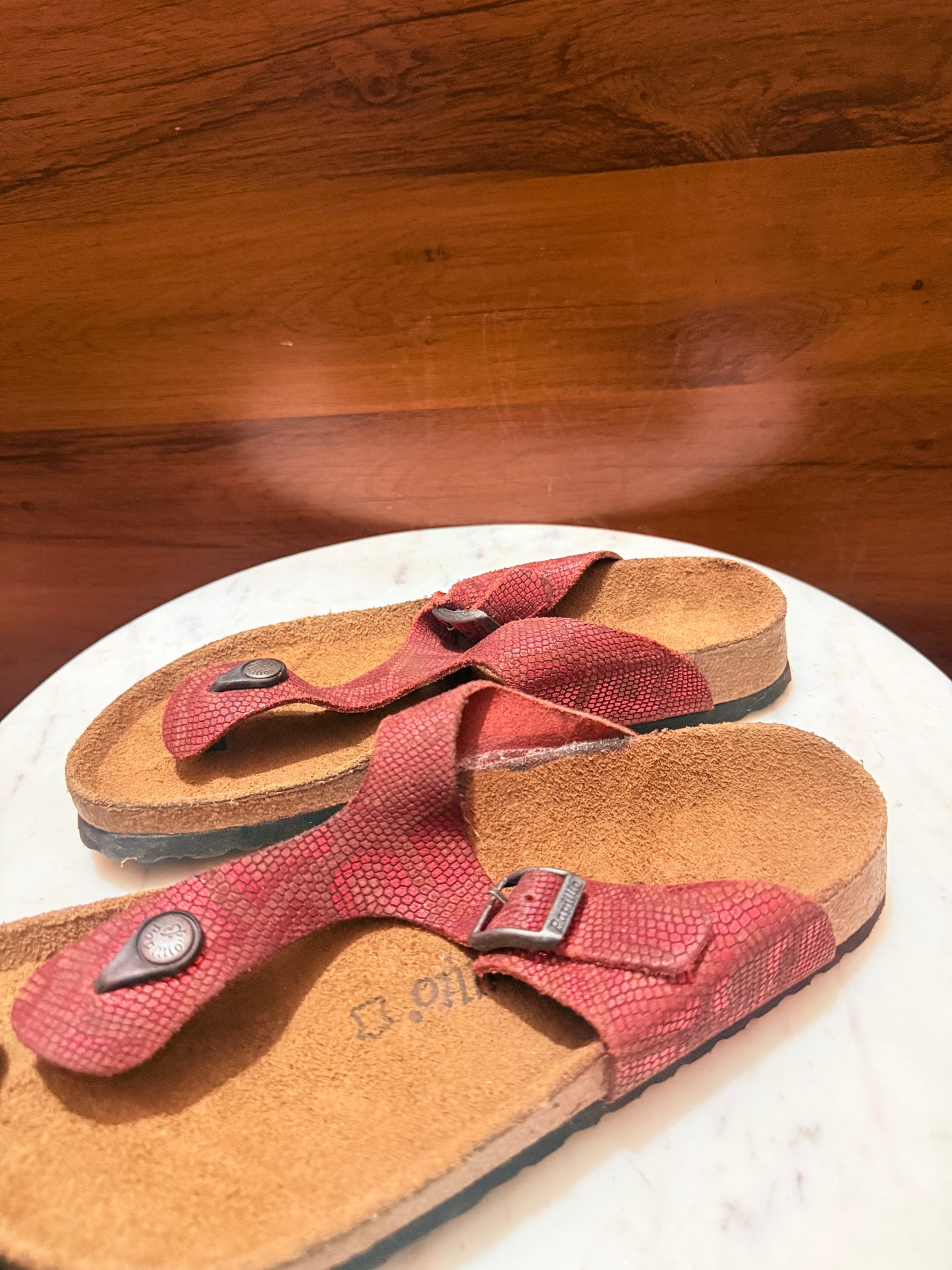 Birkenstock Gizeh Metallic Snake Pattern Sandals